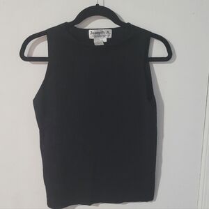 Joseph A Black Tank Top Sz L Sleeveless Blouse Stretch Office